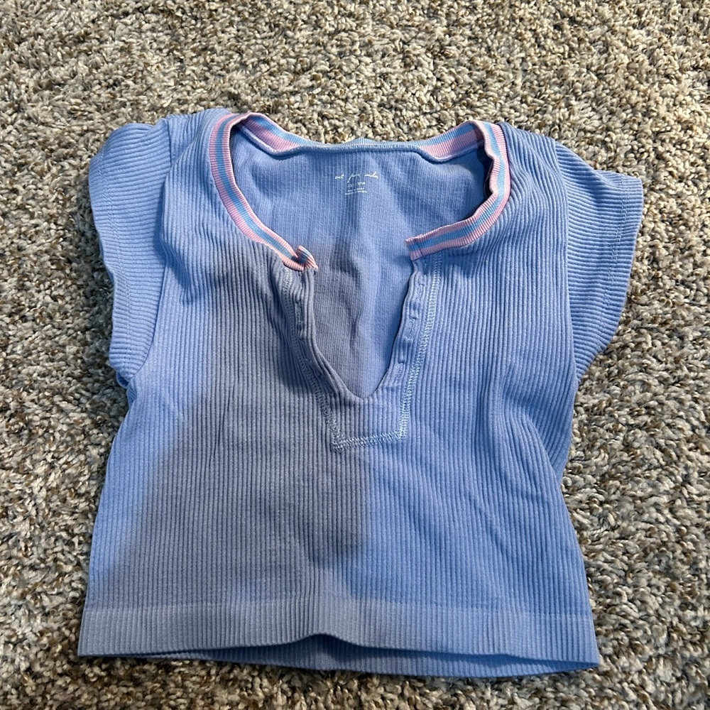 Urban Outfitters Blue and Pink Ribbed Top